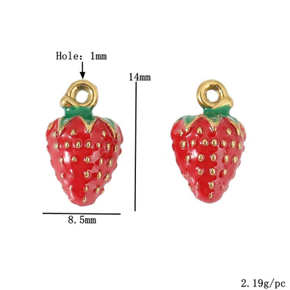 3pcs/lot Stainless Steel Enamel Strawberry Charms Pendants for DIY Jewelry Necklace Earrings Bracelets Making Accessories