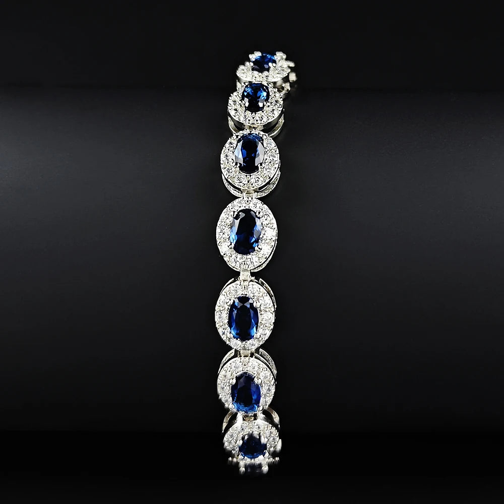 2024 New Luxury Blue Red Green Black Color Bracelet Bangle for Women Anniversary Gift Jewelry Wholesale S6923