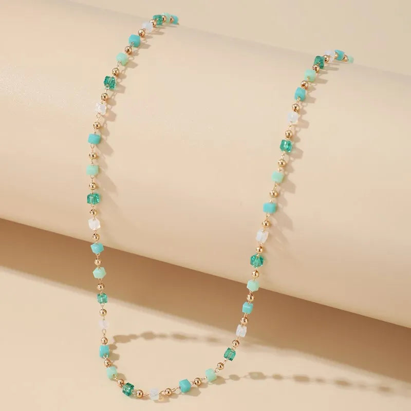 Necklace for Women Bohemian Colorful Beaded Fashion Jewelry Set On The Neck Party  Choker Chain  Femme Handwork Gift Daily