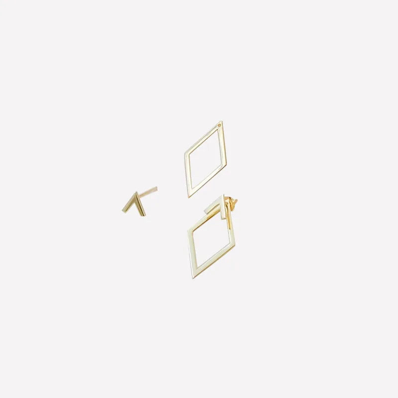 LATS Minimalist Geometric Square Detachable Triangles Stud Earrings for Women Fashion Jewelry Accessories Party Gifts