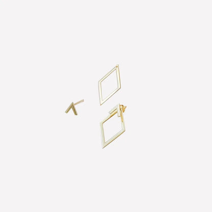 LATS Minimalist Geometric Square Detachable Triangles Stud Earrings for Women Fashion Jewelry Accessories Party Gifts