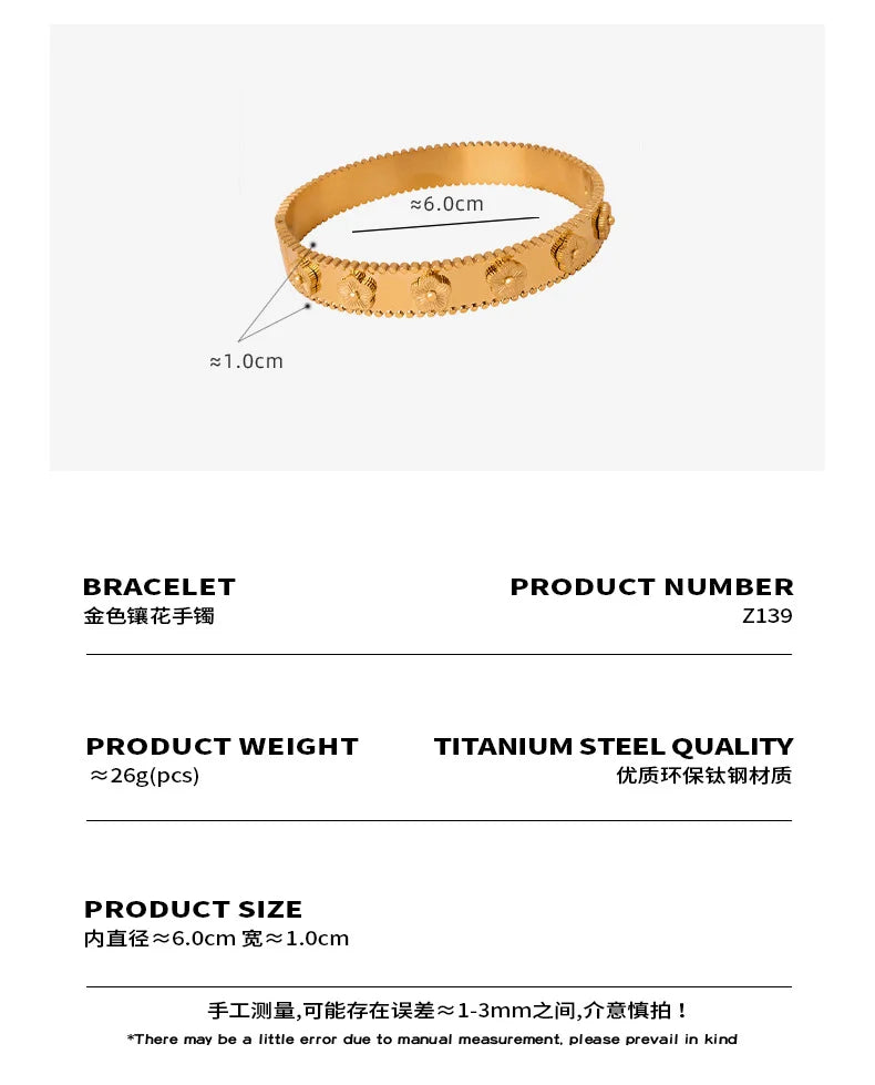 Fashionable New Design Stainless Steel Metal Gold Silver Five Leaf Flower Bracelet High Quality Women's Temperament Gift Clover