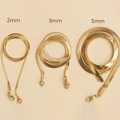 Hot Fashion Unisex Snake Chain Women Necklace Choker Stainless Steel Herringbone Gold Color Chain Necklace For Women Jewelry