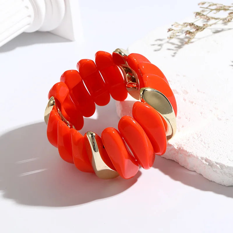 Wedding Wide Bracelet for Girls Charm Resin Bracelets Bangles For Women Luxury High Quality Fashion Jewelry Elastic Party Gifts