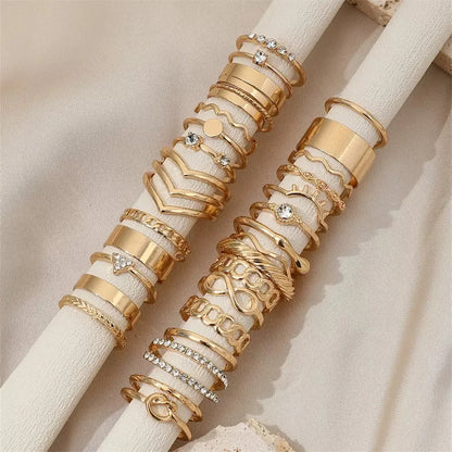 30 Pieces Of classic and Elegant Women's Stackable Rings, Fashionable And Exquisite, With Water Diamonds And Gold, Are Everyday