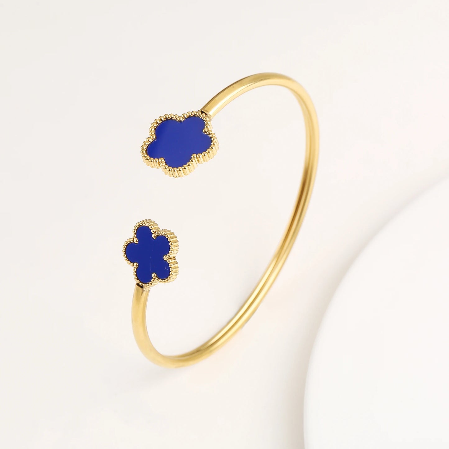 Fashionable New Design Stainless Steel Metal Gold Silver Five Leaf Flower Bracelet High Quality Women's Temperament Gift Clover