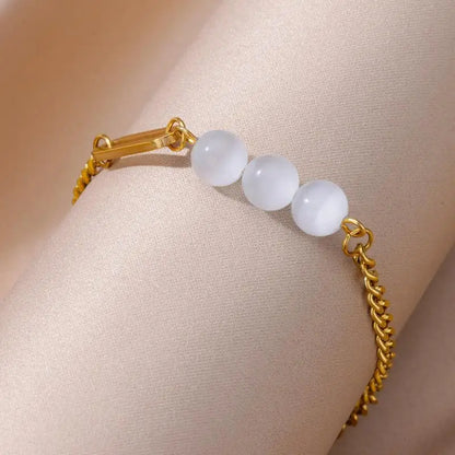 Anklets for Women Stainless Steel Stone Beaded Chain Anklet Summer Beach Accessories Boho Leg Bracelets Jewelry Tobilleras Mujer