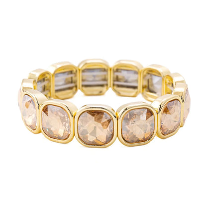 Boho Style Fashionable Light Luxury Square Beaded Inlaid Crystal Elastic Rope Bracelet Women's Jewelry