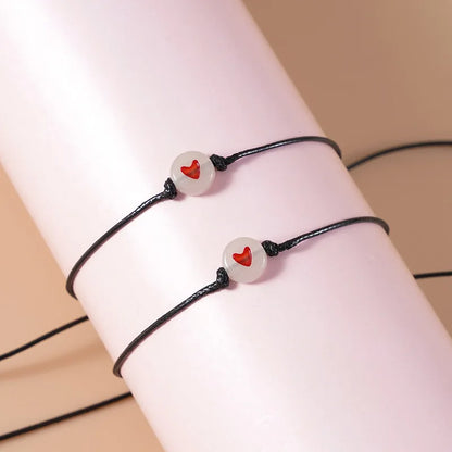 2Pcs Promise Couple Bracelets for Women Men Simple Luminous Heart Beaded Braided Bracelet Bangles Friendship Aesthetic Jewelry