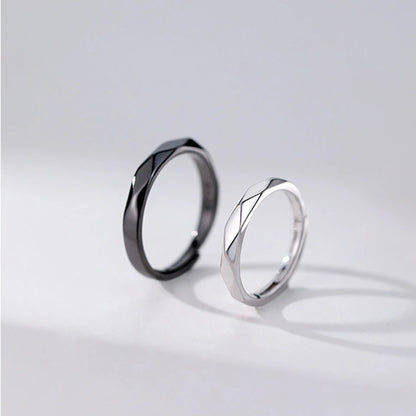 Fashion Black White Ring Geometric Irregularities Smooth Couple Adjustable Rings Simplicity Student Party Jewelry