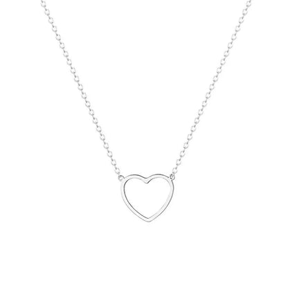 LATS Hollow Love Heart Pendant Necklaces for Women Men Couple 18K Gold Plated Stainless Steel Clavicle Chain Minimalist Jewelry