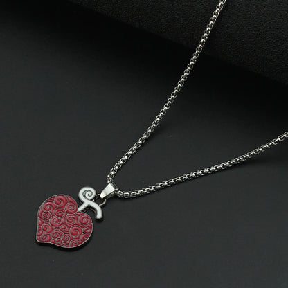 Anime Necklace for Women Men Metal Necklaces Ace Law Cursed Devil Fruit Jewelry Pendant Chains Choker Collares