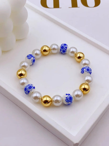 Elegant Ceramic Bracelet with Acrylic Beads and Pearls Handmade for Women's Daily Wear bracelet for women