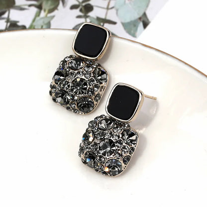 New Vintage Purple Shiny Crystal Geometric Women Earrings Contracted Sweet Lovely Fine Shiny Drop Earrings Jewelry