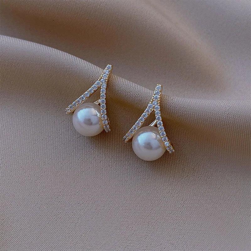 Elegant Lady's Pearl Pendant Earrings Korean Fashion Jewelry Party Student Girl's Simple Accessories Wedding Earrings For Woman