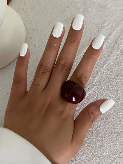 Ingemark Vintage Irregular Smooth Resin Plastic Rings for Women New Trend Boho Geometric Finger Rings Aesthetic Party Jewelry