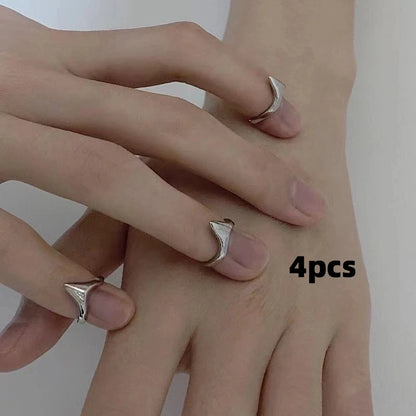 4pcs Knife Edge Metal Tail Ring Simple Personality Cool Opening Fashion Ring for Men Women Girls Men Party Jewelry 2022 New INS