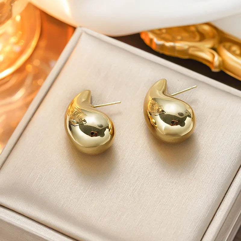 Small Gold Color Water Drop Stud Earring for Women Ear Jewelry Simple Valentine's Day Gift