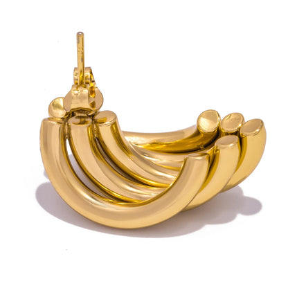 Stainless Steel Irregular Distort Geometry Hoop Earrings for Women Vintage Gold Plated Metal Smooth Earrings Charm Jewelry Gift