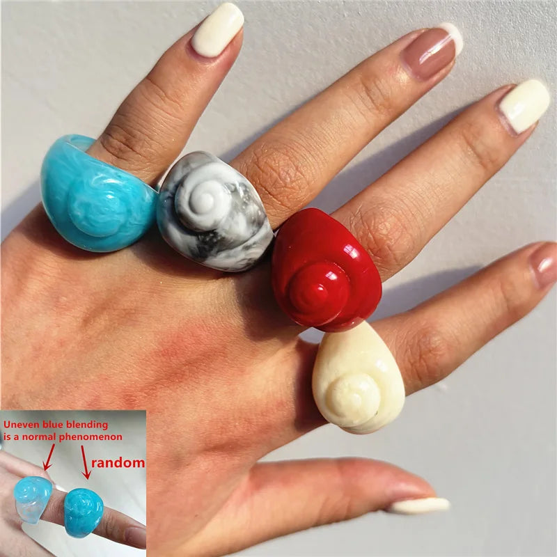 HANGZHI Irregular Wide Large Chunky Rings for Women Vintage Acrylic Resin Autumn Winter Geometric Stacking Wear Finger Jewelry