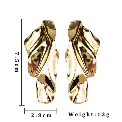 Retro Exaggerate Metal Statement Earrings for Women European Fashion Round Star Square Leaf Twist Geometry Long Earrings Jewelry