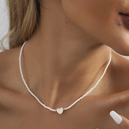 LATS Colorful Seed Beads Choker Nekklace for Women Girl New Love Heart Design Collar Fashion Jewelry Wholesale Dropshipping