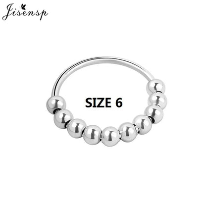 Simple Metal Beads Fidget Rotating Rings for Women Men Rotate Freely Anti Stress Anxiety Ring Spiral Round Ball Rotate Jewlery