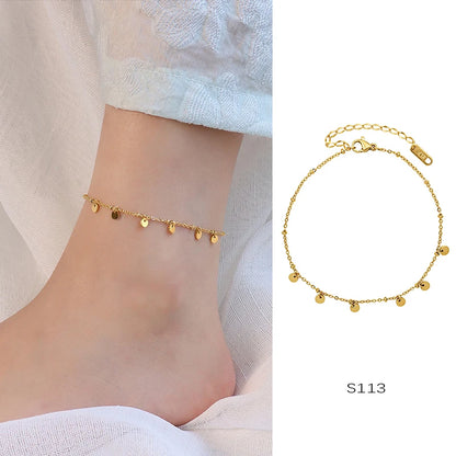 Anklets For Women Stainless Steel 18K Gold Plated High Quality No Tarnish Women's Ankle Bracelets Foot Chains Luxury Ankle Strap