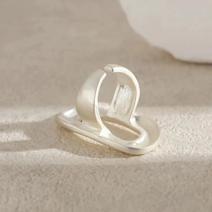 Exaggerated Big Hollow Out Geometric Oval Rings for Women Creative Adjustable Finger Matte Rings Fashion Statement Jewelry Girls