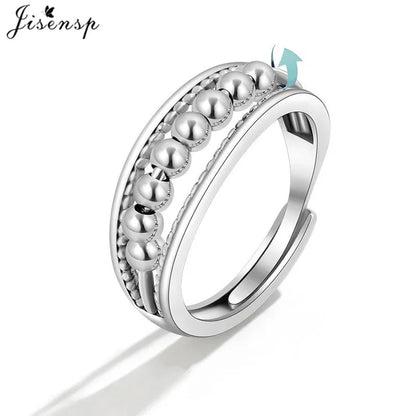 Simple Metal Beads Fidget Rotating Rings for Women Men Rotate Freely Anti Stress Anxiety Ring Spiral Round Ball Rotate Jewlery