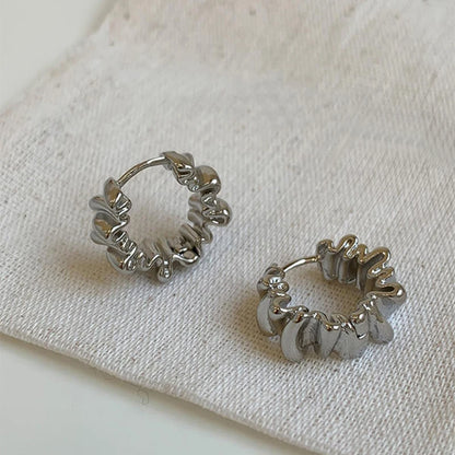 Irregular C Stud Earrings for Women Gold/Silver Color Water Ripple Pattern Glossy Geometric Metal Ear Accessories Party Gift