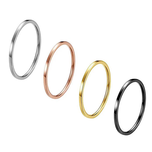 1mm Thin Stackable Ring Stainless Steel Plain Band Knuckle Midi Ring for Women Girl Size 3-10
