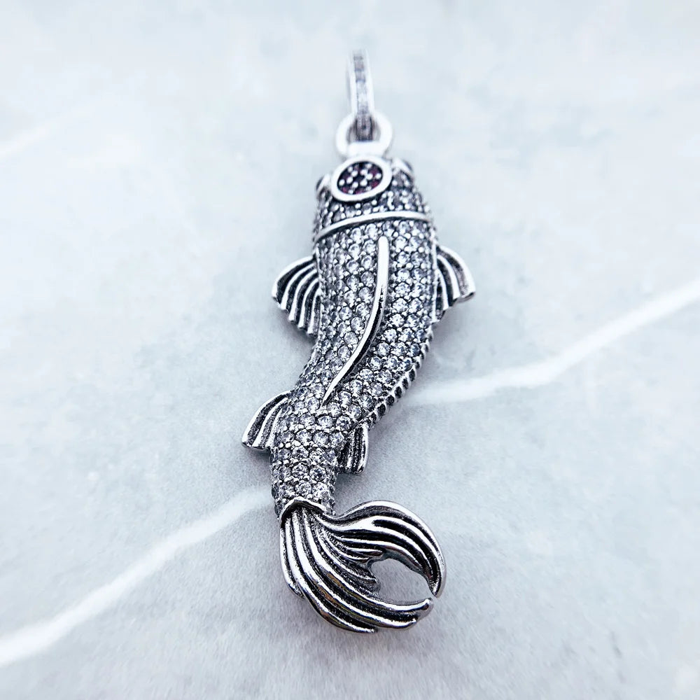 Pendant Koi Fish Brand New Fashion Trendy Jewelry Europe Accessories 925 Sterling Silver Lucky Gift For Men Woman