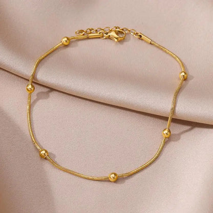 Anklets for Women Stainless Steel Stone Beaded Chain Anklet Summer Beach Accessories Boho Leg Bracelets Jewelry Tobilleras Mujer