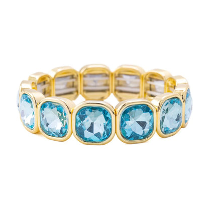 Boho Style Fashionable Light Luxury Square Beaded Inlaid Crystal Elastic Rope Bracelet Women's Jewelry