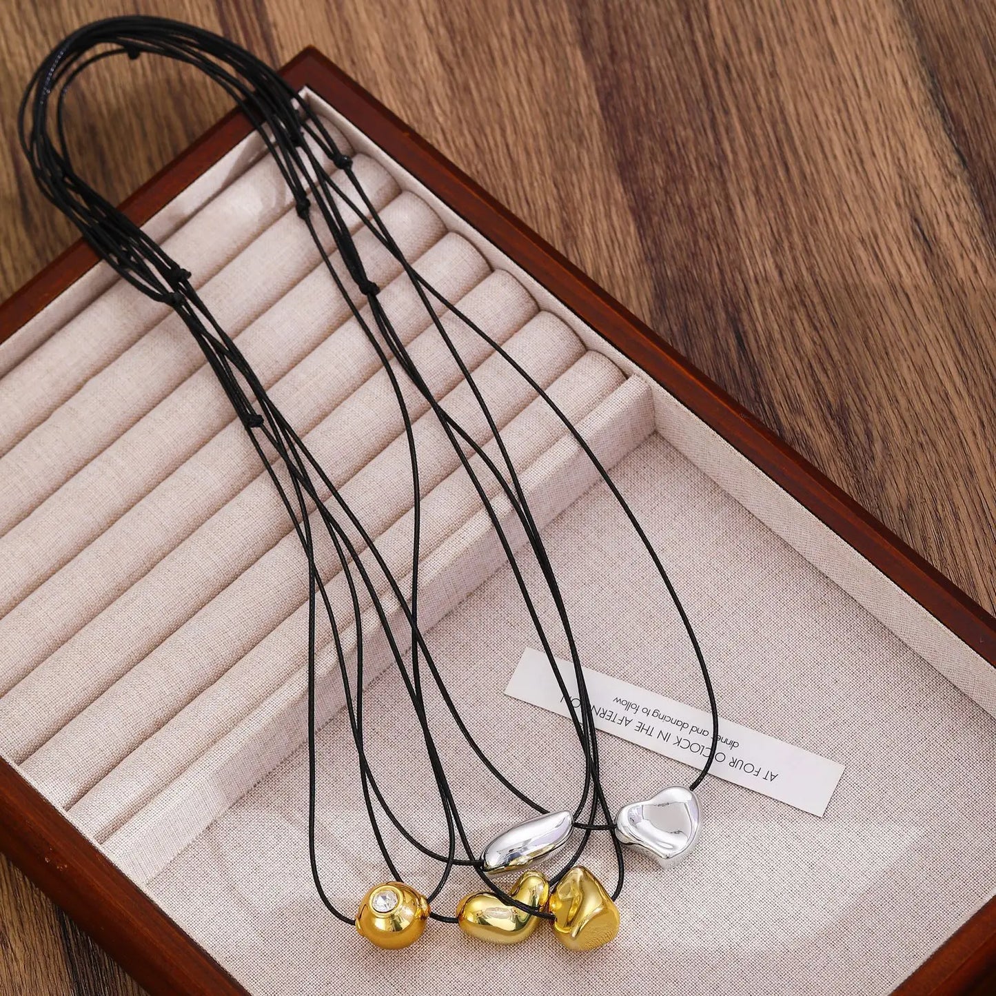 LATS Simple geometry Irregular ball love Heart-shaped knotted rope Necklace for women girl premium adjustable Necklaces Jewelry
