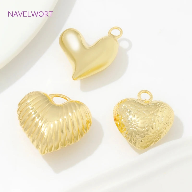 Pendants For Jewelry 18K Gold Plated Brass Heart Charms Pendants For Fashion Necklace Making Supplies DIY Jewelry Accessories