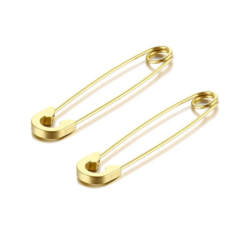 2Pcs/1Pair Funny Stainless Steel Pin Spikes Earrings for Women Man Paperclip Safety Steel Stud Punk Earrings Gothic Jewelry