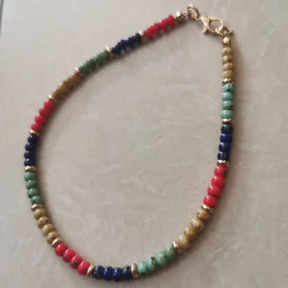 Natural Stone Beaded Anklets for Women Handmade Beach Boho Turquoise Beads Ankle Bracelet Jewelry Gift for Her