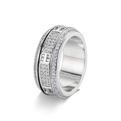 Zirconia rotating rings for men and women, a lucky and romantic gift for couples