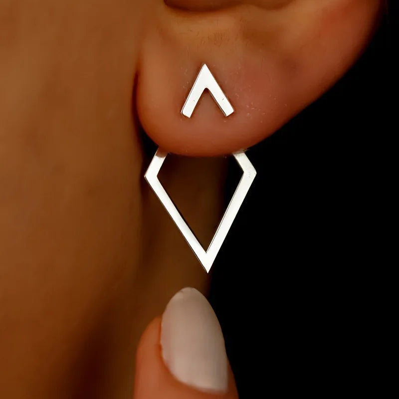 LATS Minimalist Geometric Square Detachable Triangles Stud Earrings for Women Fashion Jewelry Accessories Party Gifts