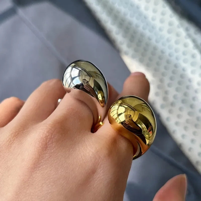 LATS New Fashion Designer Gold Silver Colour Water Drop Ring Woman Europe America Luxury Jewelry 2024 Trendy Accessories Gift