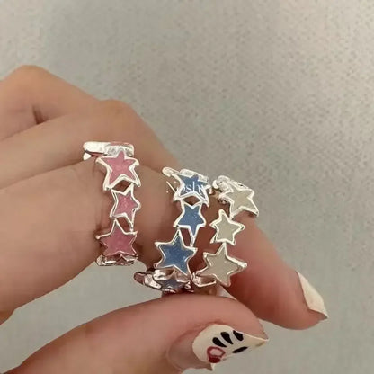 Korean Irregular Star Personalized Rings for Women Geometric Kpop Finger Buckle Jewelry Accessories Y2K Open Ring Christmas Gift