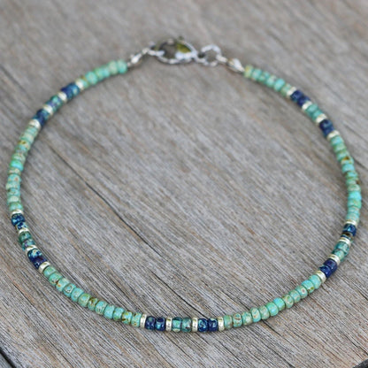 Natural Stone Beaded Anklets for Women Handmade Beach Boho Turquoise Beads Ankle Bracelet Jewelry Gift for Her