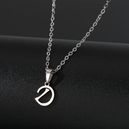 Stainless Steel English Alphabet 26 A-Z Letter Necklace Pendant Women Men Capital Initial Name Necklace Birthday Gift