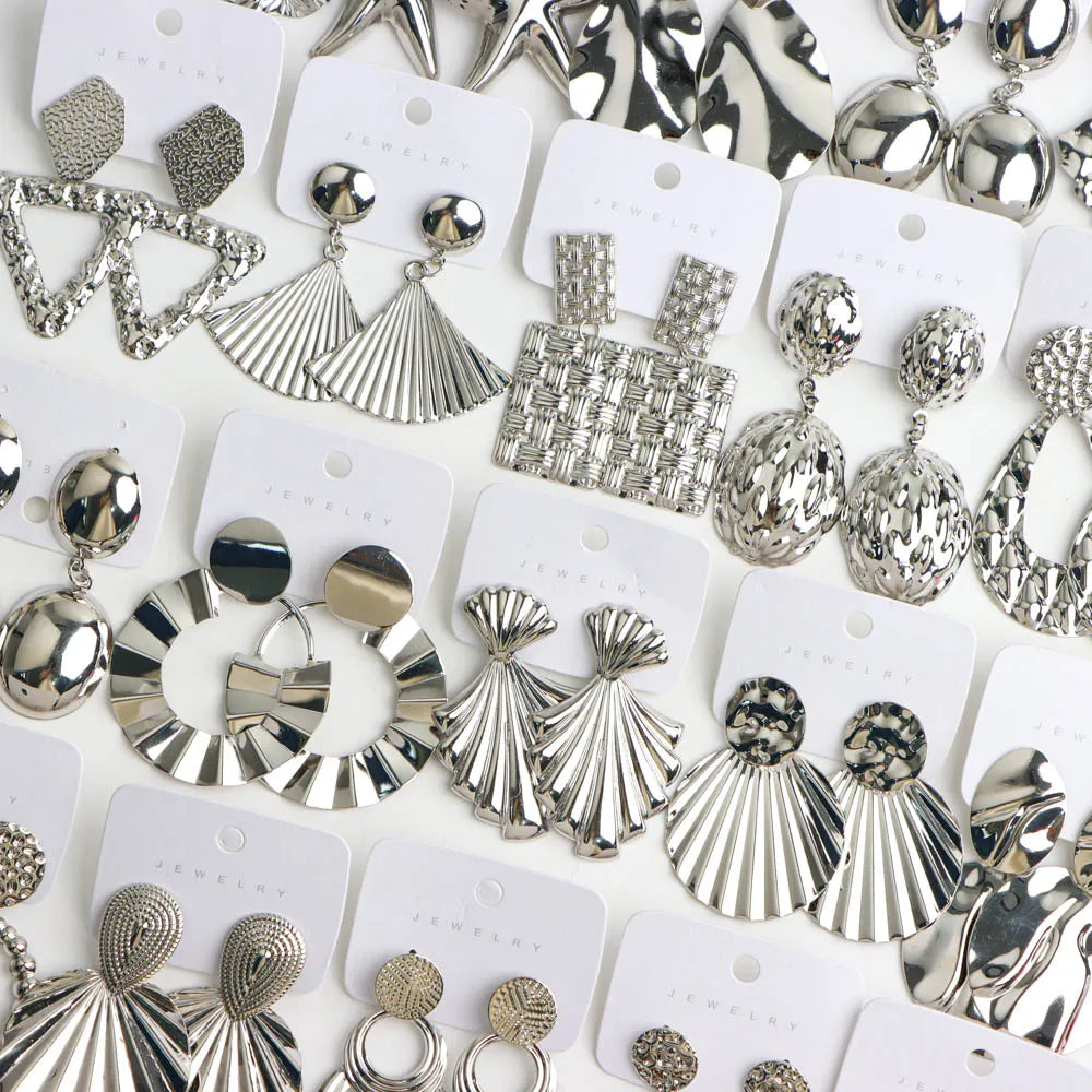 10Pairs/Lot Elegant Simple Stainless Steel Women Earrings Geometric Heart Mixed Style Jewelry Gift Giving Wedding Travel