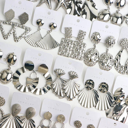 10Pairs/Lot Elegant Simple Stainless Steel Women Earrings Geometric Heart Mixed Style Jewelry Gift Giving Wedding Travel