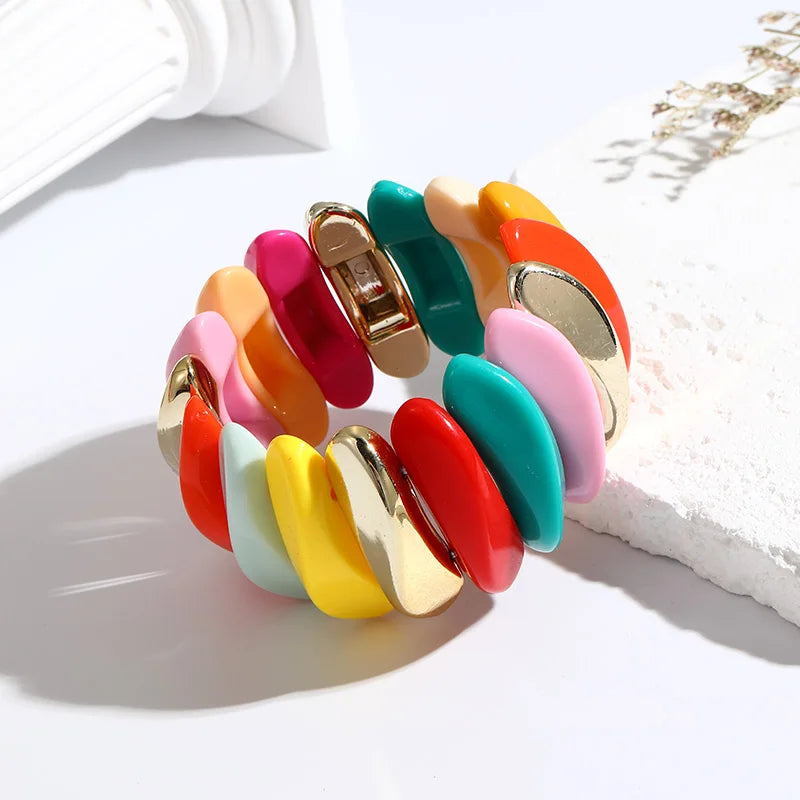 Wedding Wide Bracelet for Girls Charm Resin Bracelets Bangles For Women Luxury High Quality Fashion Jewelry Elastic Party Gifts