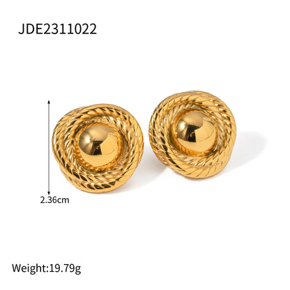 Uworld Fashion Trendy Stainless Steel Gold Color Textured Earrings Prevent Allergy 18K Gold PVD Plated Versatile Daily Jewelry