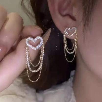 Exquisite Leaves Crystal Flower Stud Earrings For Women AAA Zircon Rose Butterfly Tassel Earring Bride Wedding Party Jewelry